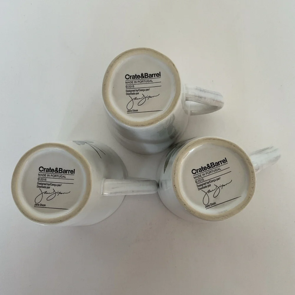 Crate & Barrel Marin Winter Birds Mug Set of three